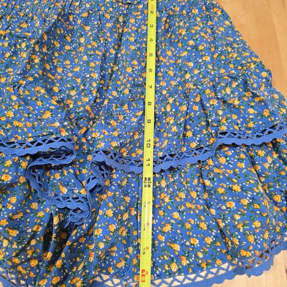 Tarse Skirt Sz Extra Large Floral Ruffle Layered Mini Rayon Boho Flower - Picture 8 of 9